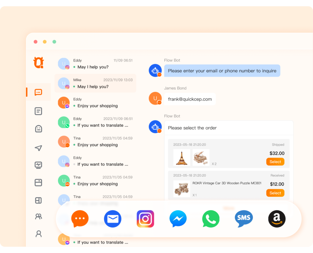 manage chats from multiple channels