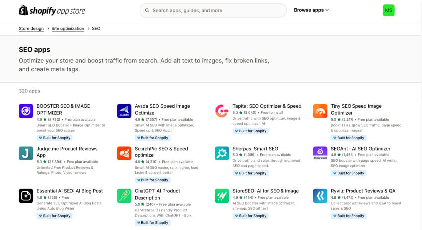 shopify apps for seo