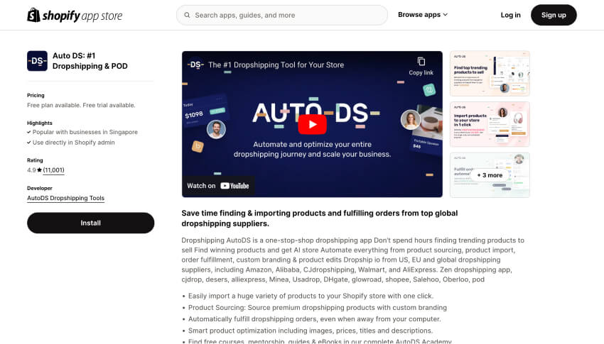 Shopify dropshipping apps AutoDS